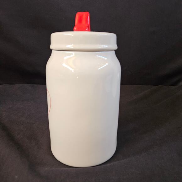 Rae Dunn Collection White Jar With Lid Red Heart Accent Valentines Canister - Picture 2 of 11